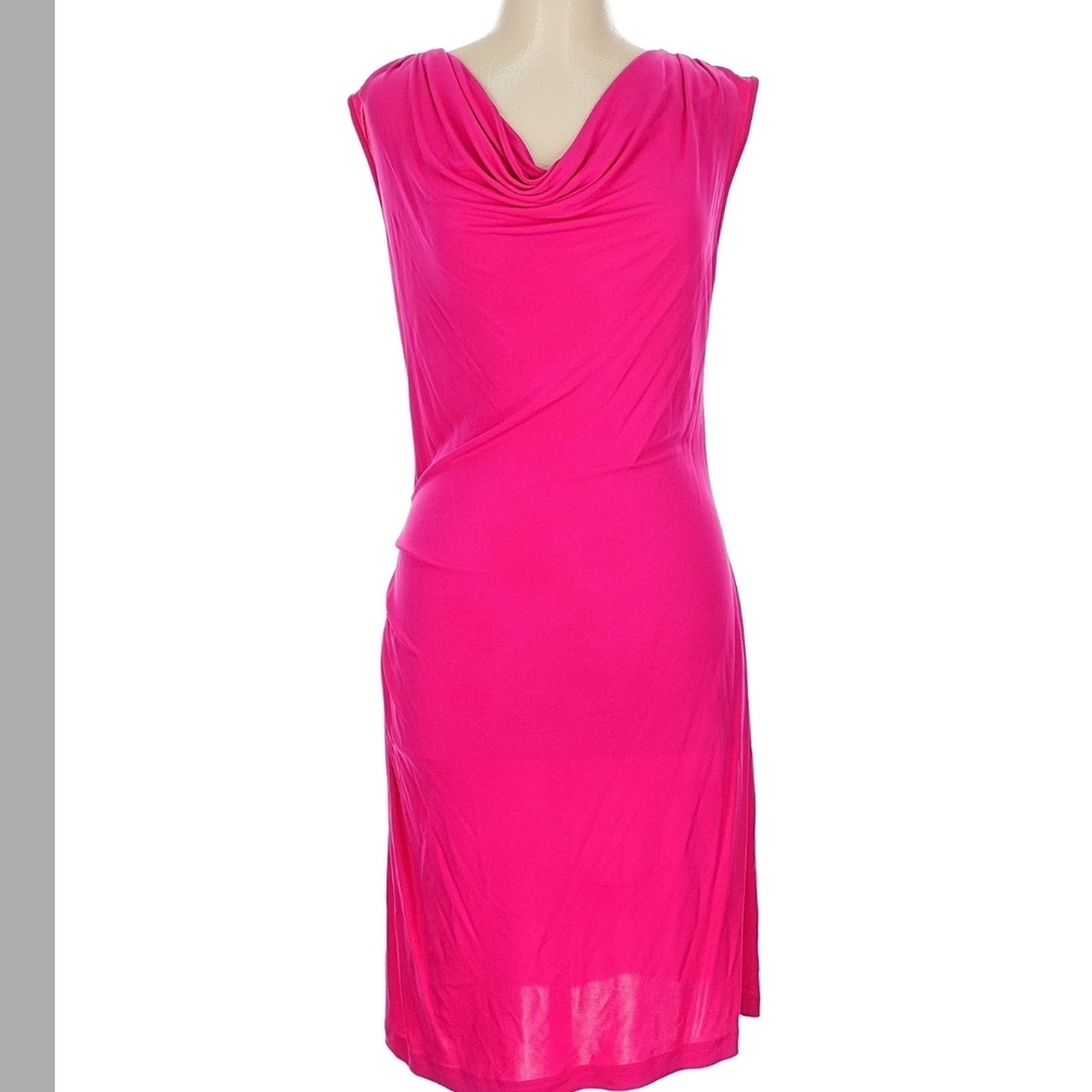 Banana Republic Fuchsia Cowl Neck Midi Sheath Dress